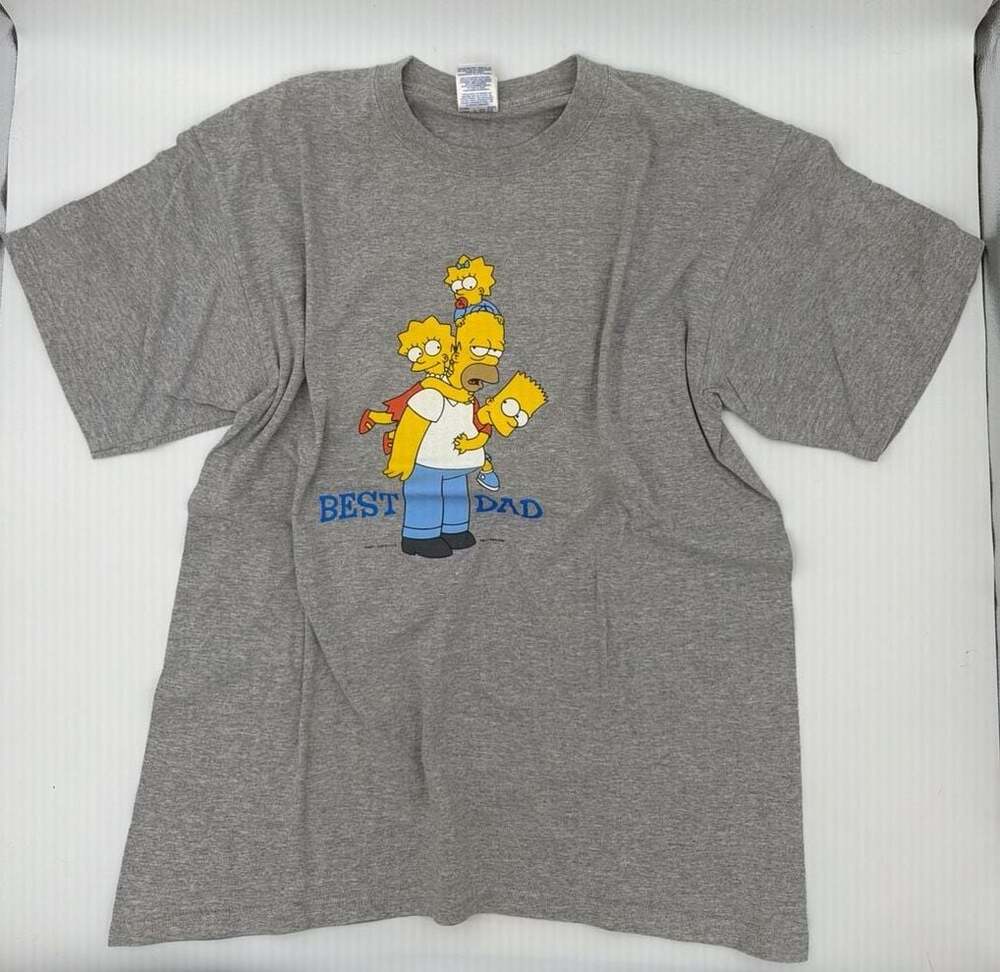Vintage 2003 The Simpsons Best Dad Homer Graphic T-Shirt Grey L Gildan‎ Tee